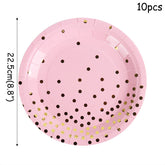 Gold dotted paper plate, Cup and Straw