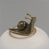 2 pieces Brass Tea Pet Snail Decoration Pure Copper Paperweight Solid Core To Do Old Artifact 5