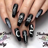 Ballet Nail Black And White Graffiti False Nail