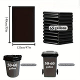 65 Gallon Heavy Duty Black Trash Bags - 1.9mm Thickness 50 Pcs,