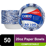 Dixie Ultra Disposable Paper Bowls, 20 oz, Multi-Color, 50 Count