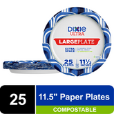 Dixie Ultra Disposable Paper Plates, 11", Multi-Color, 25 Count