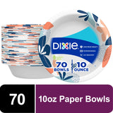 Dixie Everyday Disposable Paper Bowls, 10 oz, Multi-Color, 70 Count