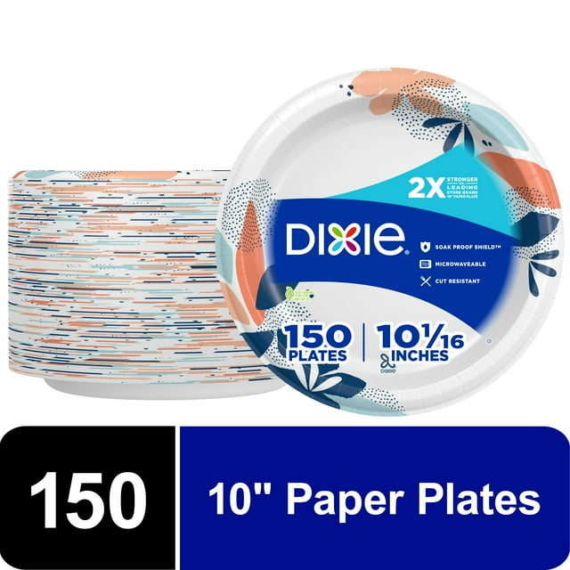 Dixie Everyday Disposable Paper Plates, 10", Multi-Color, 150 Count