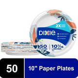 Dixie Everyday Disposable Paper Plates, 10", Multi-Color, 50 Count