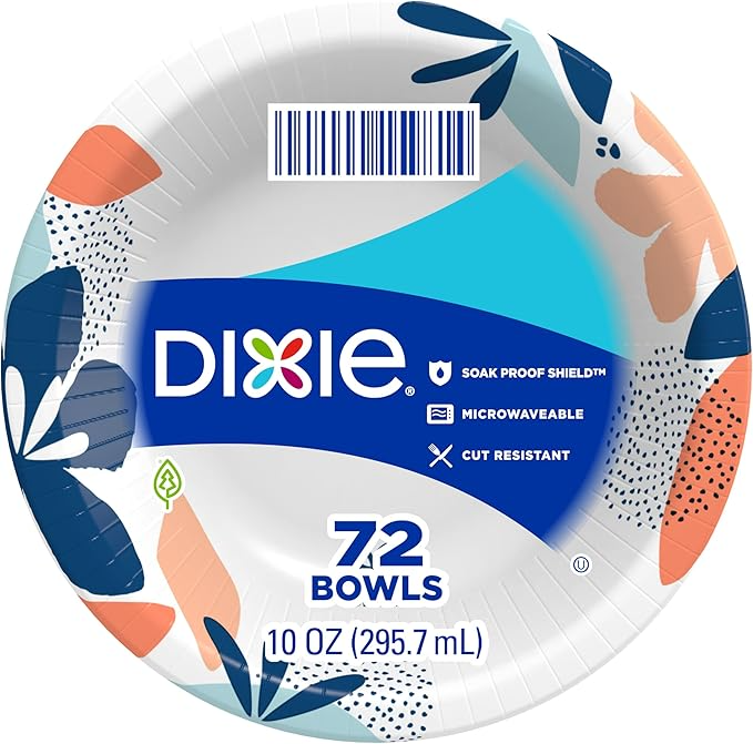 Dixie Small Paper Bowls, 10 Oz, 72 Count, Microwave-Safe