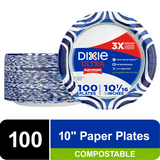 Dixie Ultra Disposable Paper Plates, 10", 100 Plates