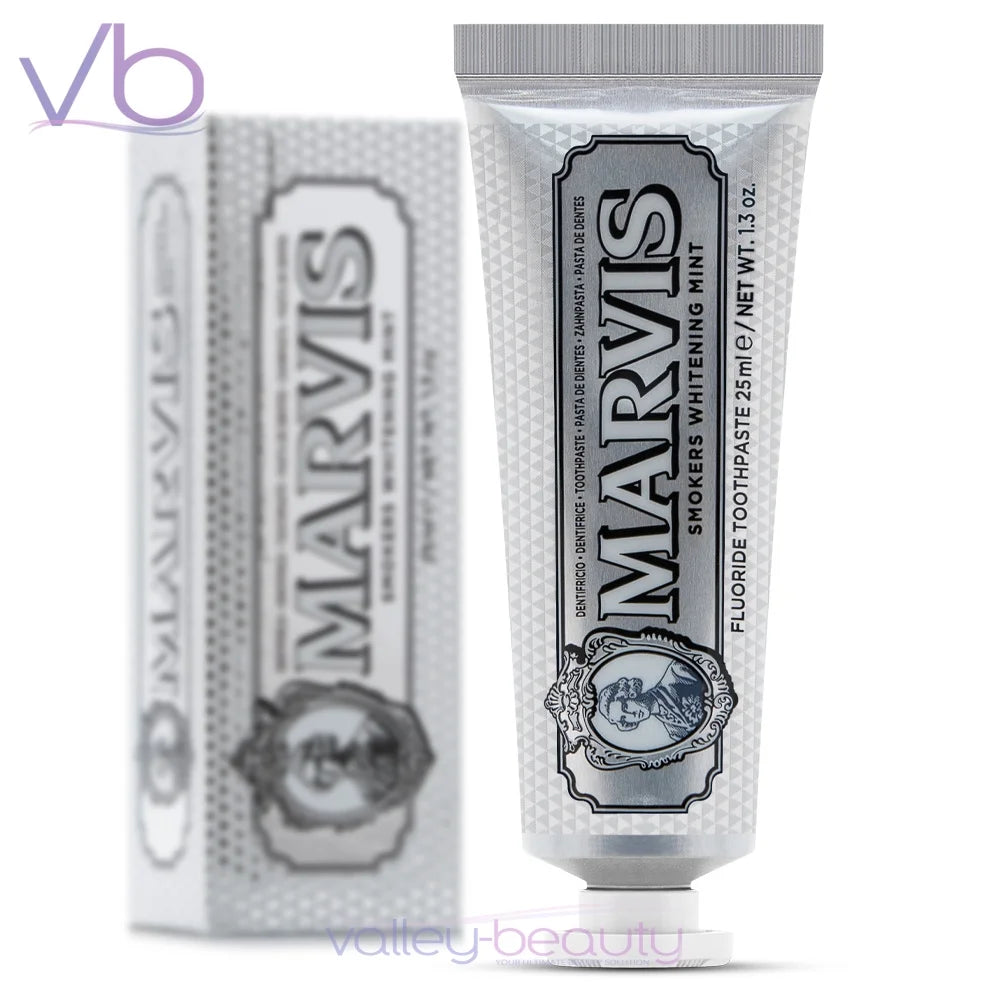 Marvis Smokers Whitening Mint | Rich and Creamy Toothpaste for Enamel Staining Removal, 25ml