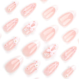 Sweet Bow Nail Flower French White Wear Nail