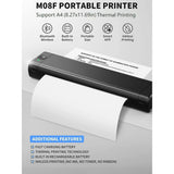 Portable Printer Wireless Thermal Printer for Travel, Support 8.5" X 11" Thermal Paper, Bluetooth Inkless Printer Compatible with Android iOS Phone & Laptop(Black)