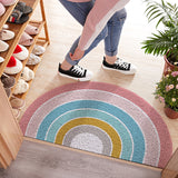 Rainbow Semicircular Silk Enclosure Mats Door Porch Entrance Door Mats Indoor Entrance Door Entrance Carpet