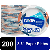 Dixie Everyday Disposable Paper Plates, 8.5", Multi-Color, 200 Count