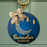 Ramadan Kareem Wreath Wooden Hanging Door Sign Decorations