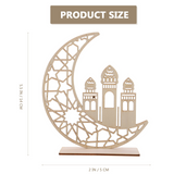 2pcs Desktop Eid Decorations Wooden DIY Table Ornaments Ramadan Props