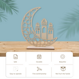 2pcs Desktop Eid Decorations Wooden DIY Table Ornaments Ramadan Props