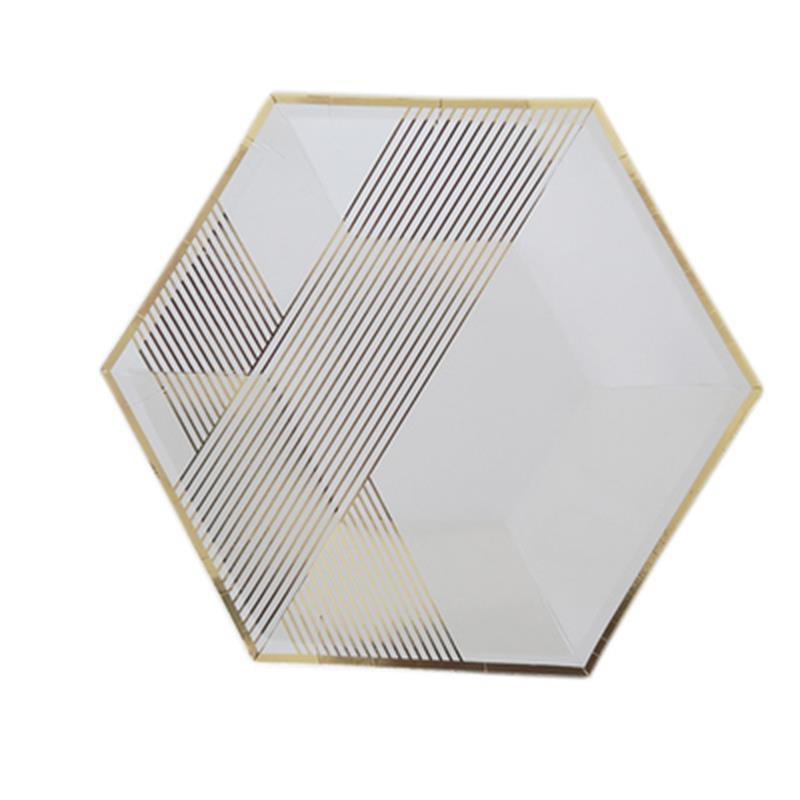 New Golden Paper Plate Cup Napkin Straw Happy Birthday Wedding Party Decor Baby Shower Disposable Tableware