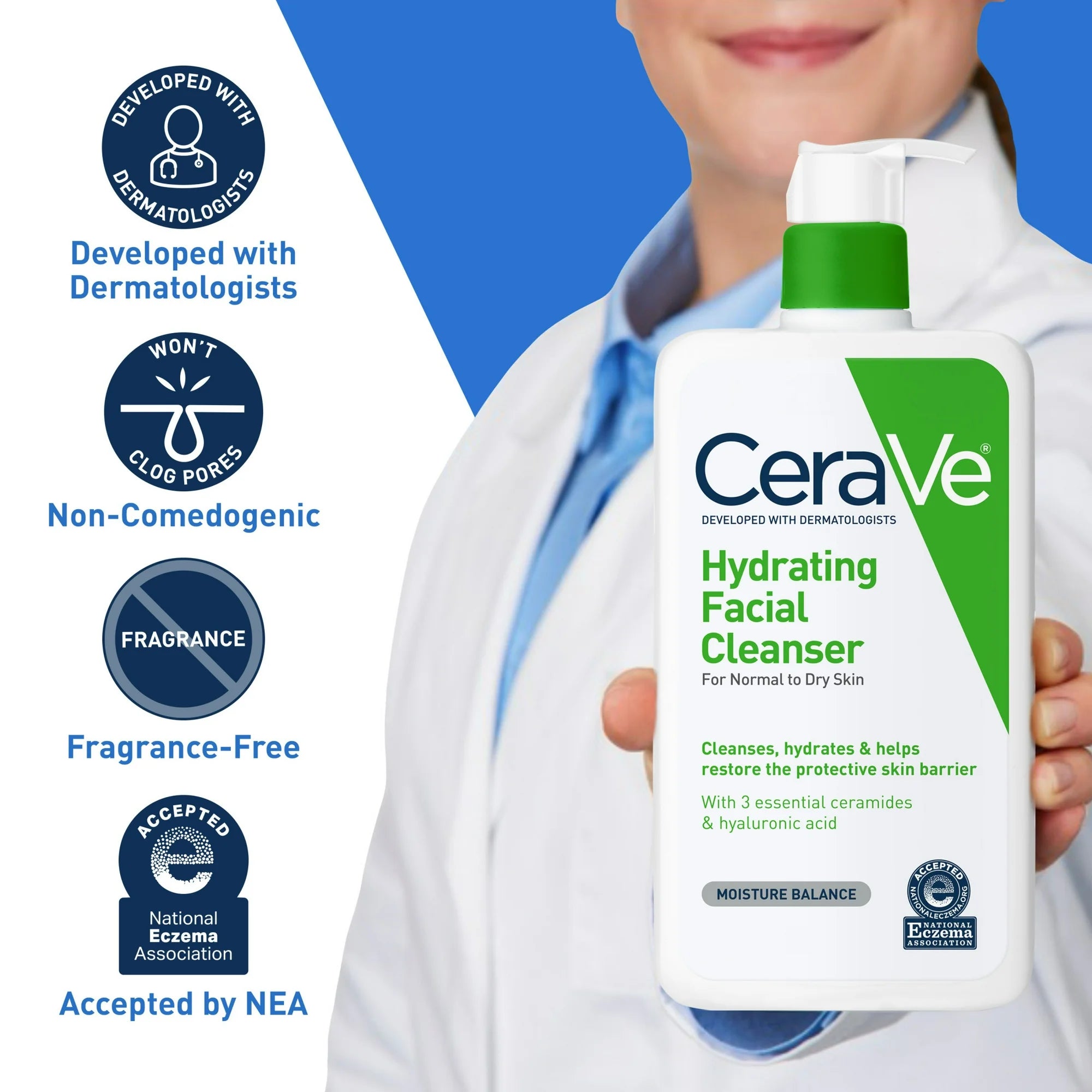 CeraVe Hydrating Facial Cleanser for Normal to Dry Skin, Daily Face Wash for Dryness, 12 fl oz