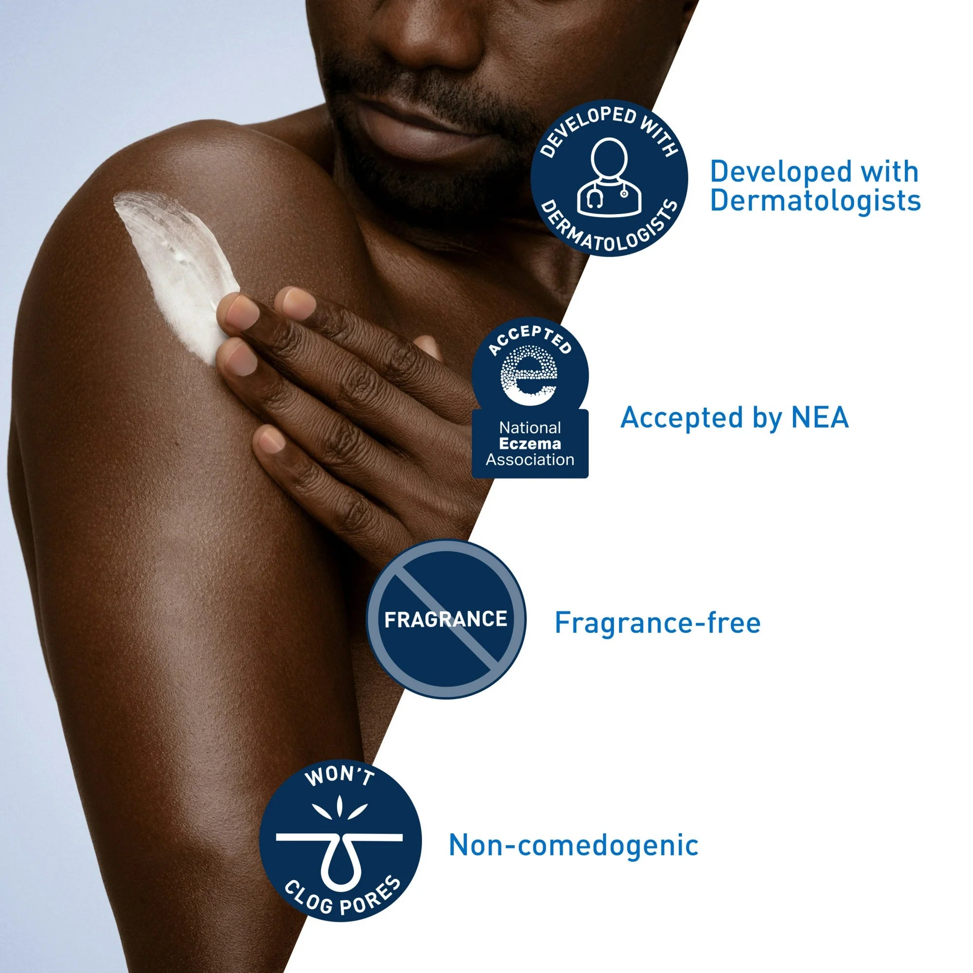 DAILY MOISTURIZING LOTION : Smooth, light-weight texture that is absorbed quickly, leaving skin feeling smooth and hydrated, never greasy
LONG-LASTING HYDRATION : Contains Hyaluronic Acid to help retain skins natural moisture and MVE technology to provide 24 hour hydration
GENTLE ON SKIN : Holds National Eczema Association (NEA) Seal of Acceptance. Fragrance free, allergy-tested, non-comedogenic, and suitable for use as a body lotion, face moisturizing lotion, and/or hand lotion
3 ESSENTIAL CERAMIDES : Cera