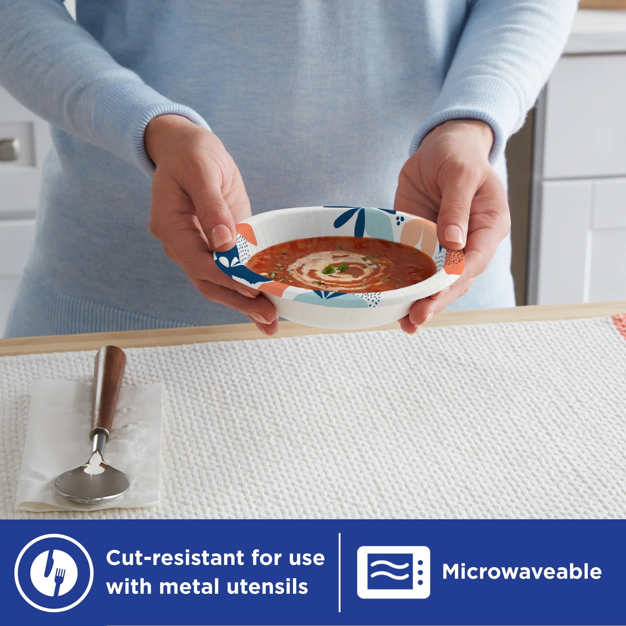 Dixie Everyday Disposable Paper Bowls, 10 oz, Multi-Color, 70 Count