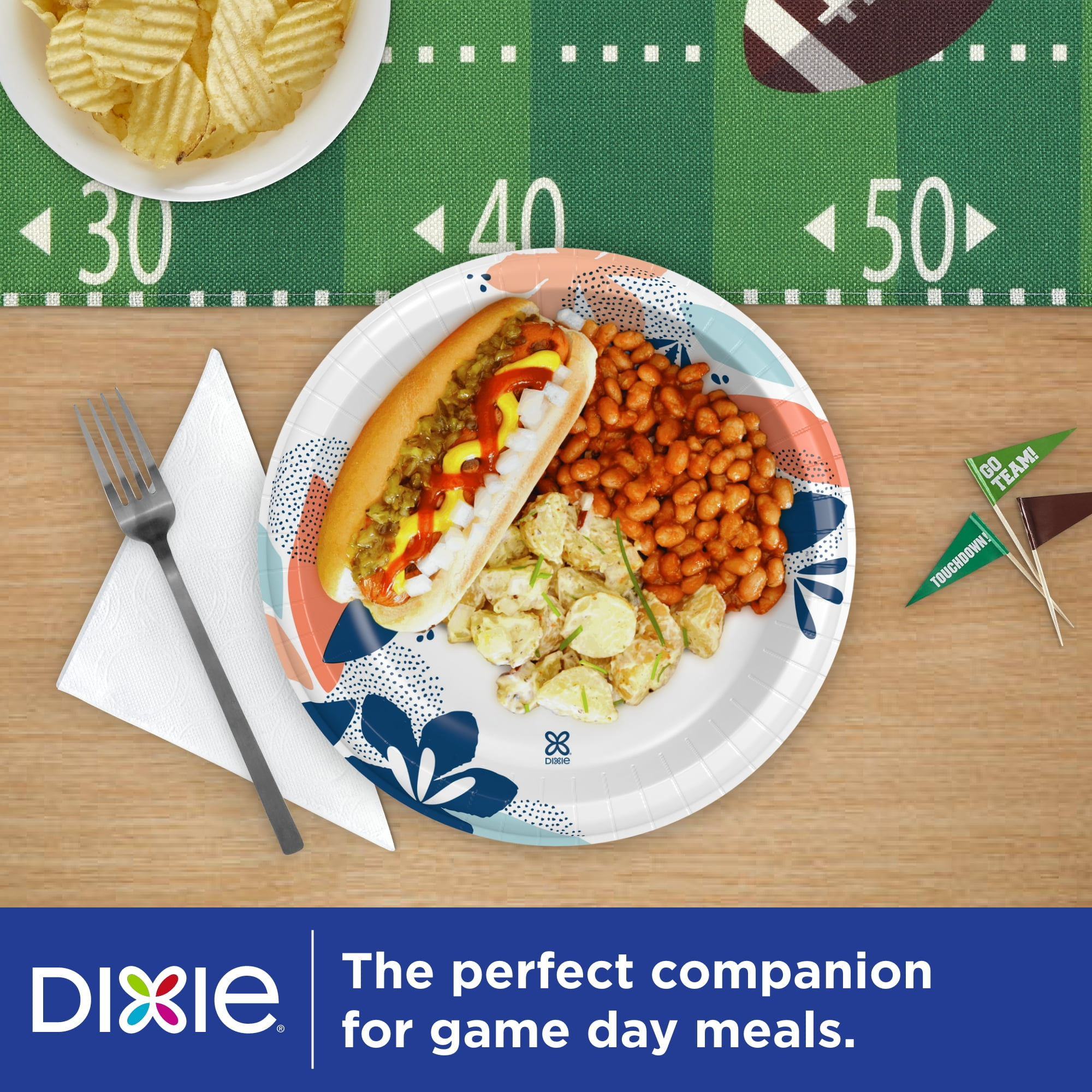 Dixie Everyday Disposable Paper Plates, 10", Multi-Color, 100 Count Trending