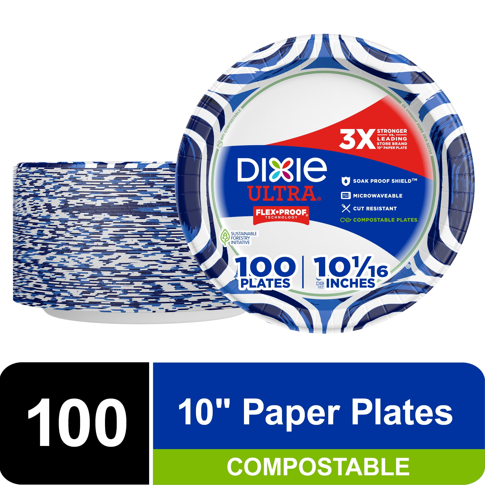Dixie Ultra Disposable Paper Plates, 10",  100 Plates