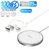 100W Magnetic Wireless Charger Pad USB + Type C For Magsafe iPhone 16 15 14 13 12 Pro Max Fast Charging Dock Station Chargers
